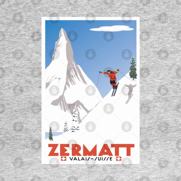 Zermatt, Valais, Switzerland,Ski Poster by BokeeLee